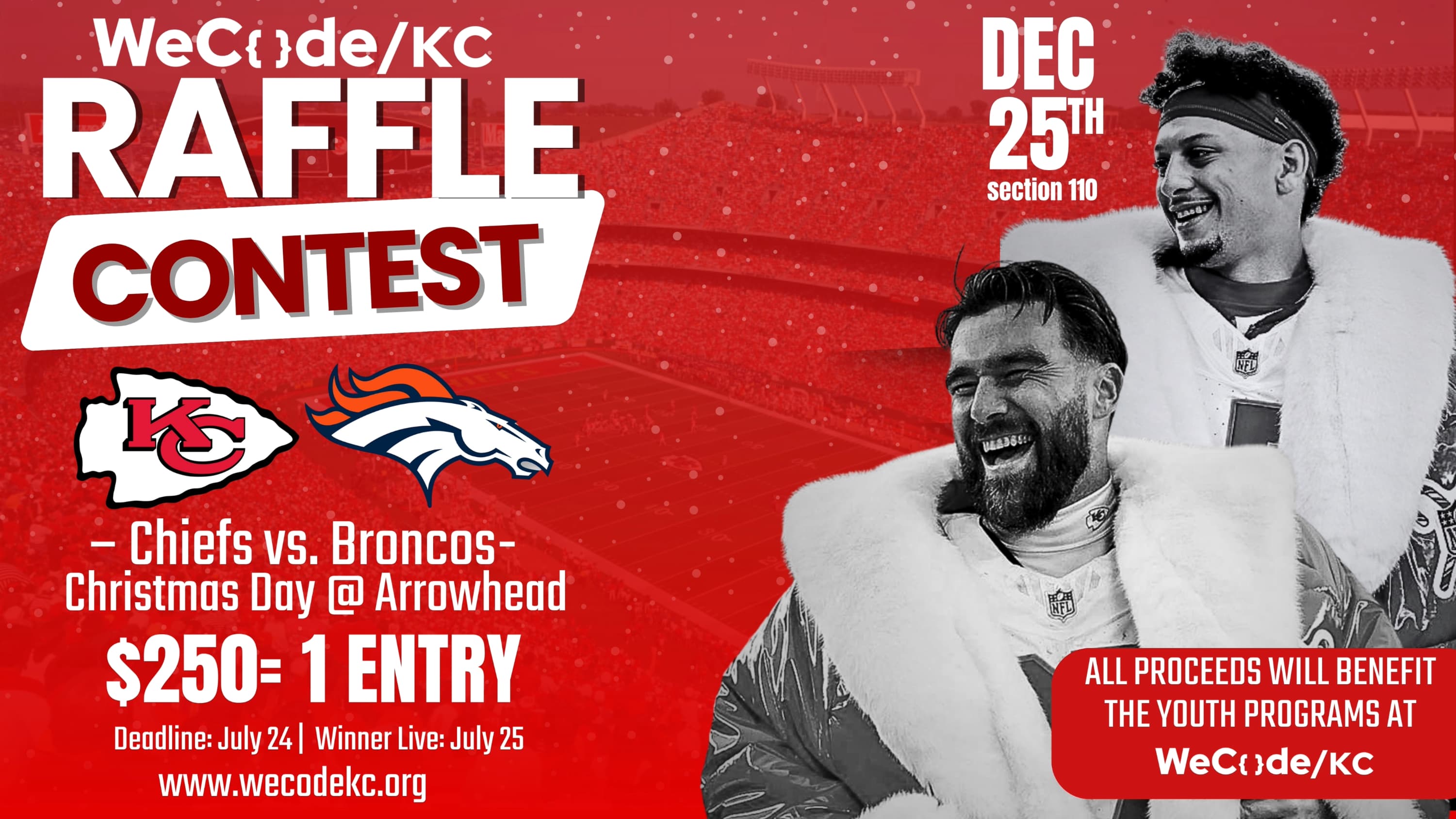 WeCode KC Christmas Raffle Contest - Chiefs vs Broncos